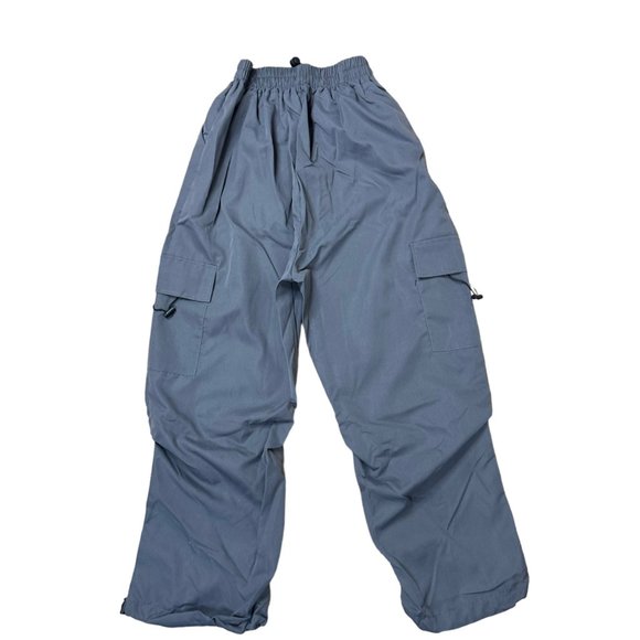Women Cargo Pants Capris Y2K Medium M Gray Elastic Waist High Rise Drawstring - Picture 4 of 12
